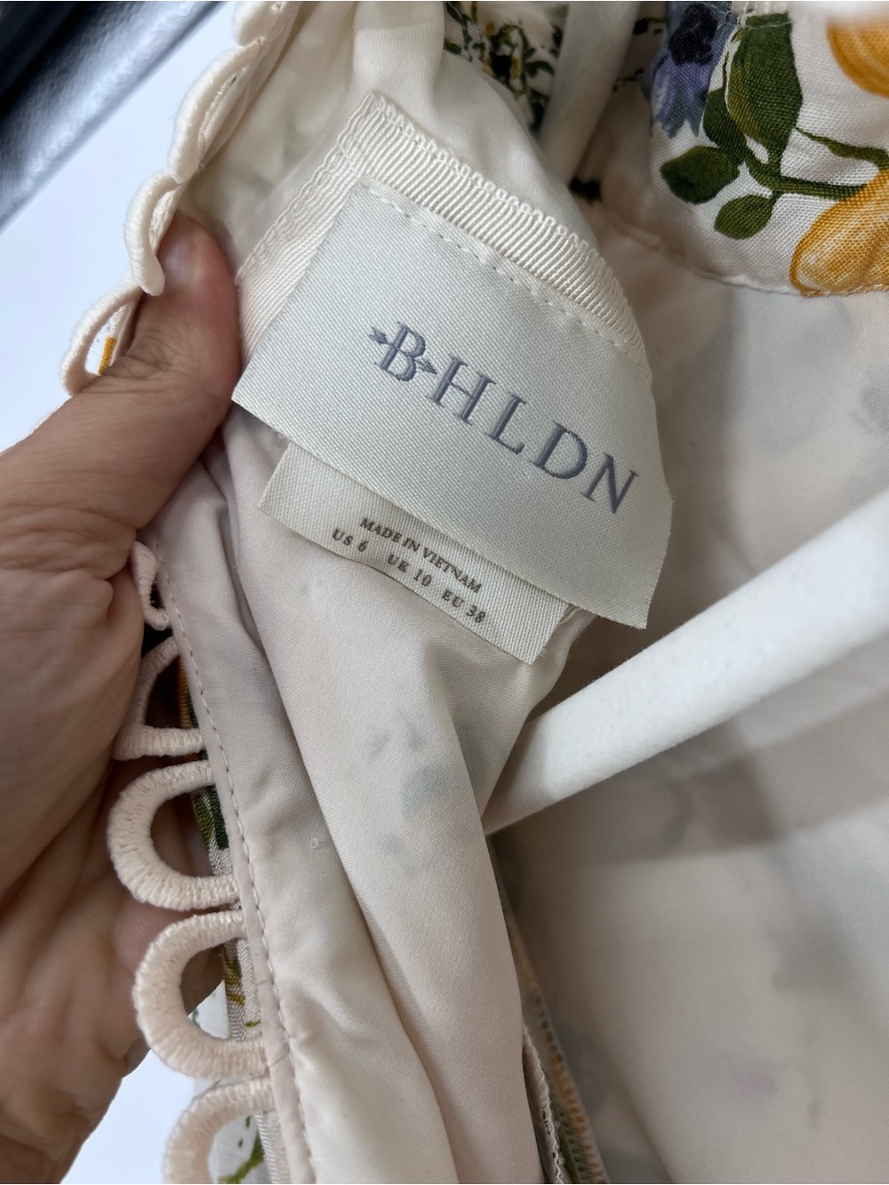 BHLDN Kali Yellow Floral Linen Blend Cut Out Fit & Flare Bee Formal Mini Dress 6 - Picture 8 of 11
